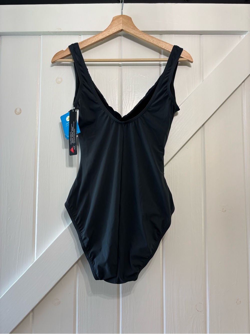 Karla Colletto Smart Surplice Underwire One piece Charcoal Size 12 NWT - Picture 3 of 6